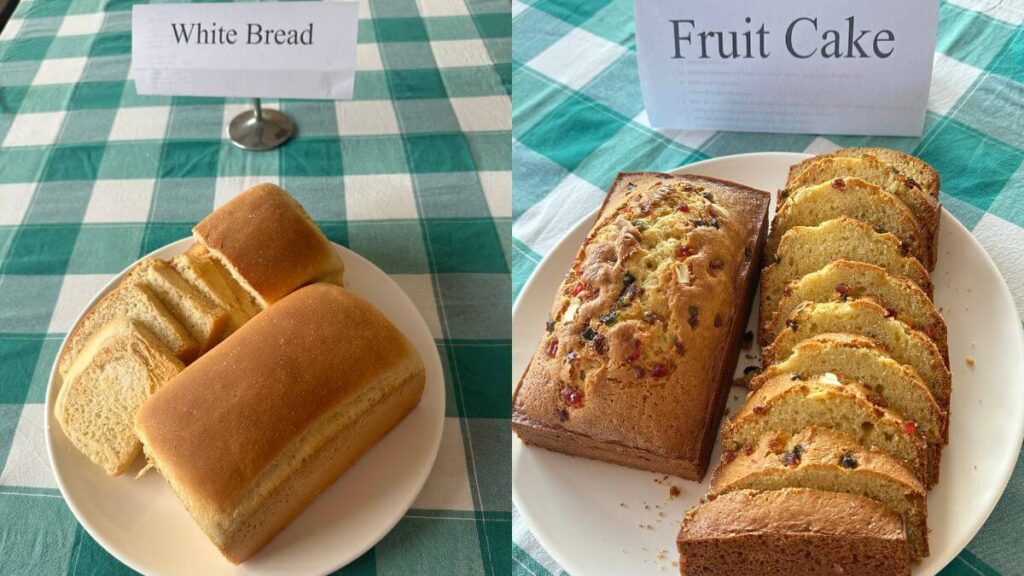 fruit cake and white bread in United technical School bakery course